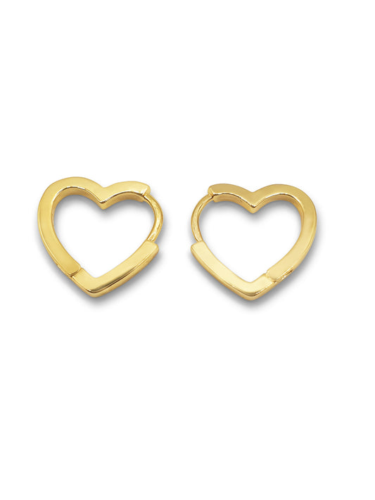 A pair of gold heart shaped huggies